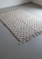 Perfect Rug for Living Room – White cream Checkered Carpet | Area rug 4.6’ × 6.7’ (140 × 205 cm) Neutral Beige & Cream | Boho Rugs , Scandinavian & Minimalist bedroom Rug