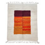 Handwoven Moroccan Berber Rug – 5.9’ × 7.5’ (180 × 230 cm) | High-Pile Wool Accent Rug | Sunset-Inspired Color Block