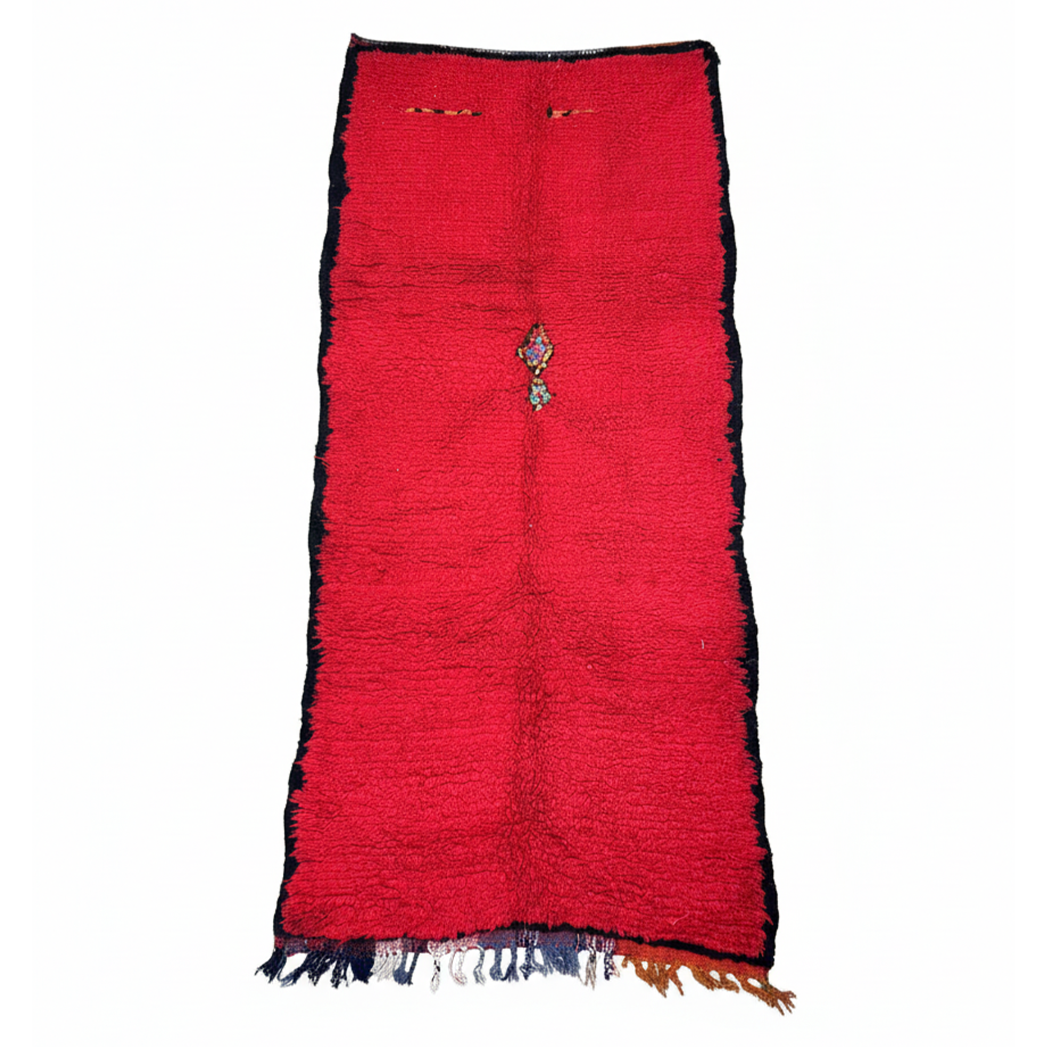 Vintage Moroccan Rug - Hand woven Wool Berber Rug – Royal Red Carpet with Subtle Berber Touch | 10.2 x 4.3 ft (3.1 x 1.3 m) | Luxury Boho Hallway, Living Room & Bedroom Rug