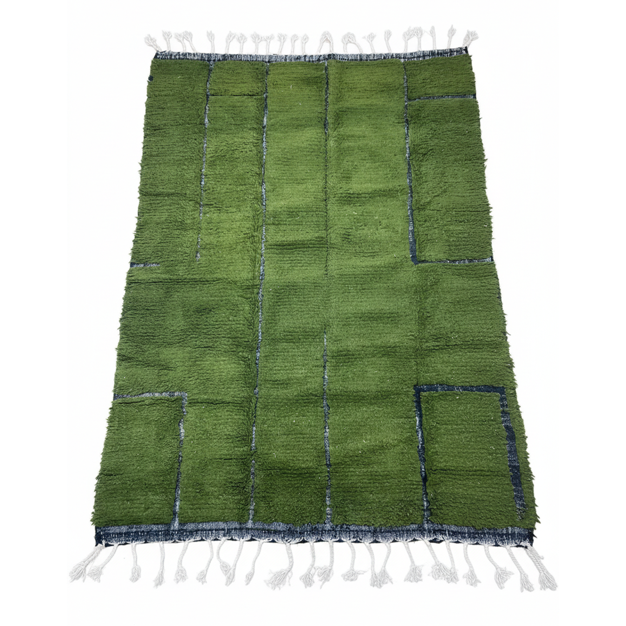 Handmade Green Area Rug, Moroccan Wool Carpet – Natural Warm Rug for Living Room & Bedroom Carpet | 3 x 2.4 m (9.8 x 7.8 ft)