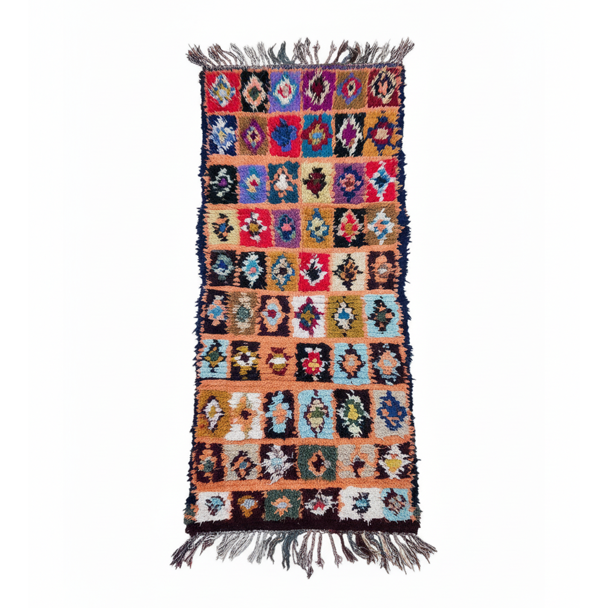 Colorful Rug for living room/bedroom , Handmade Moroccan Boucharouite Runner Rug – Catchy Rug Geometric Design | 3.3 x 8.2 ft (1 x 2.5 m) | Boho Rugs Vintage Hallway & Entryway Carpet