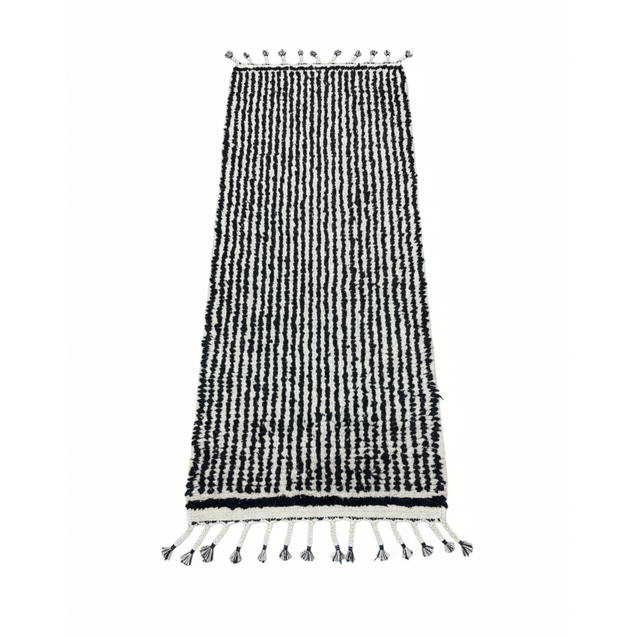Handmade Runner Rug – Modern Wool Carpet Linen Black and White Hallway & Entryway Rug | 1.5 x 2 m (5 x 6.6 ft)
