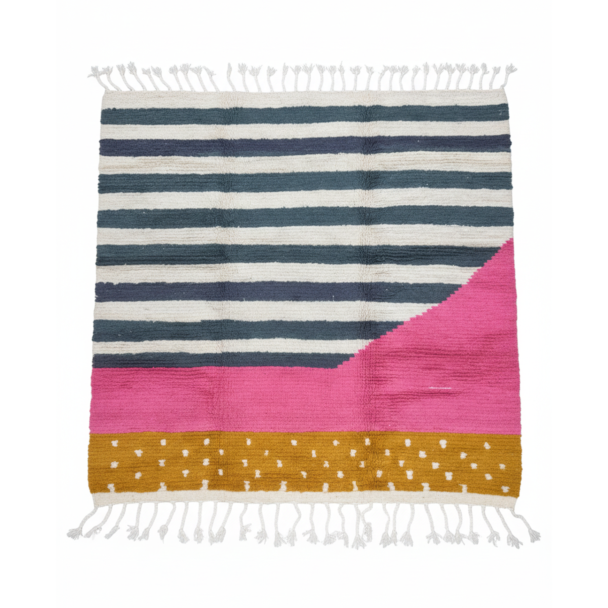 Handcrafted Moroccan Geometric Rug – Color Block Design | 6’ × 6’ (200 × 200 cm) | Modern Boho Statement