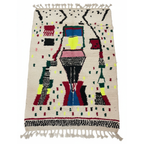 Hand-Knotted Moroccan Azilal Rug – Vibrant Abstract Totem Design | 7.9 x 4.9 ft (2.4 x 1.5 m) | Plush Wool Statement Rug