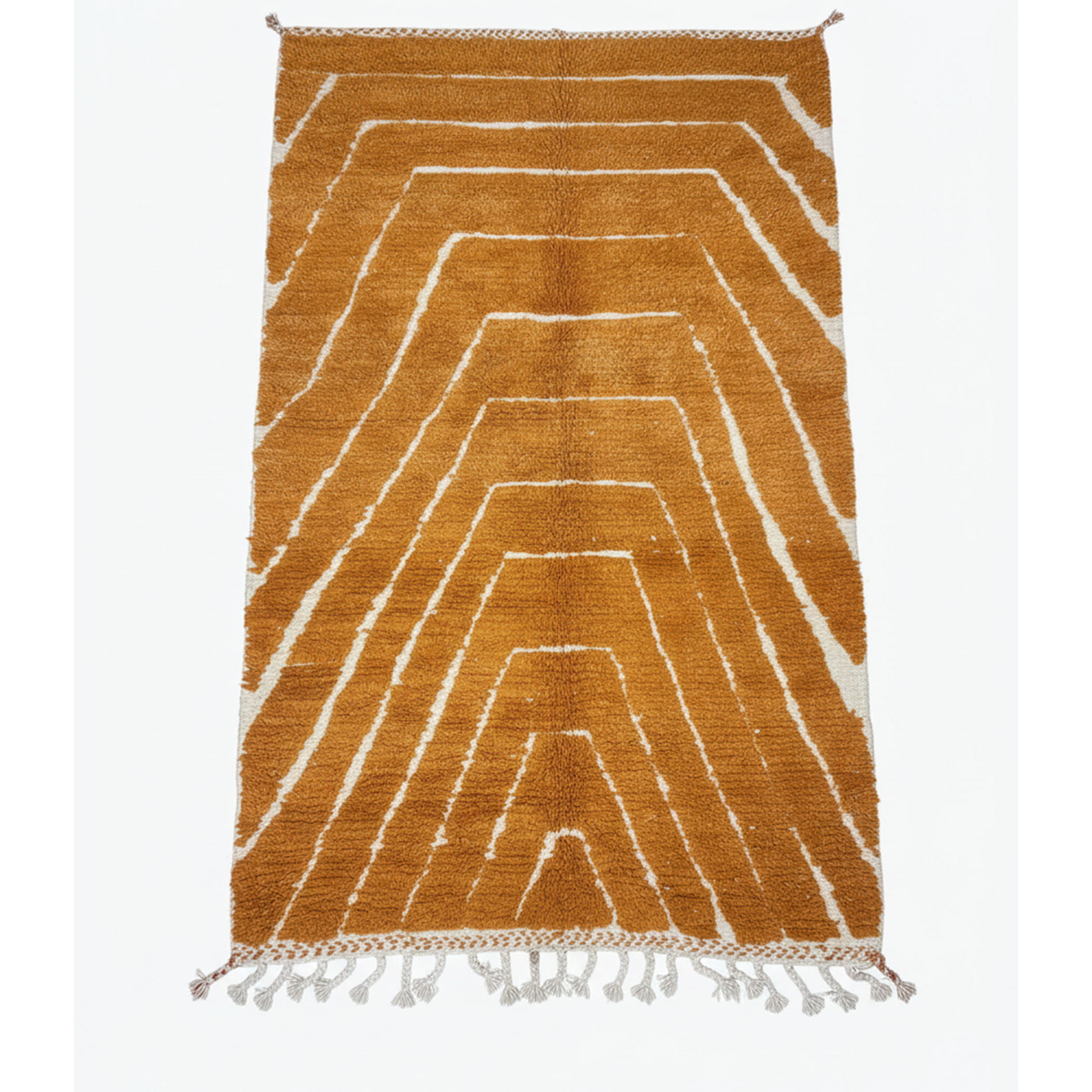 Handcrafted Moroccan Geometric Rug – Terracotta & Cream | 4’ × 6’ (120 × 180 cm) | Modern Boho Accent