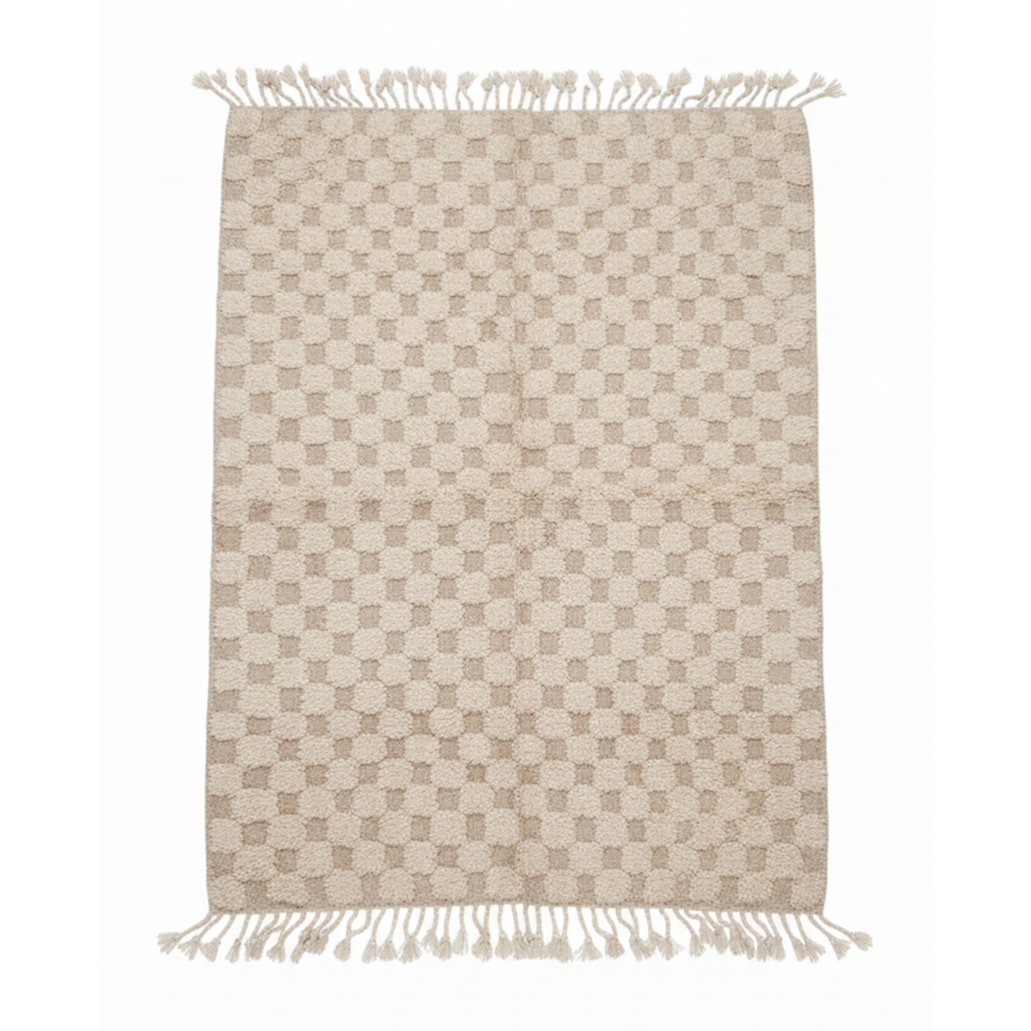 Perfect Rug for Living Room – White cream Checkered Carpet | Area rug 4.6’ × 6.7’ (140 × 205 cm) Neutral Beige & Cream | Boho Rugs , Scandinavian & Minimalist bedroom Rug