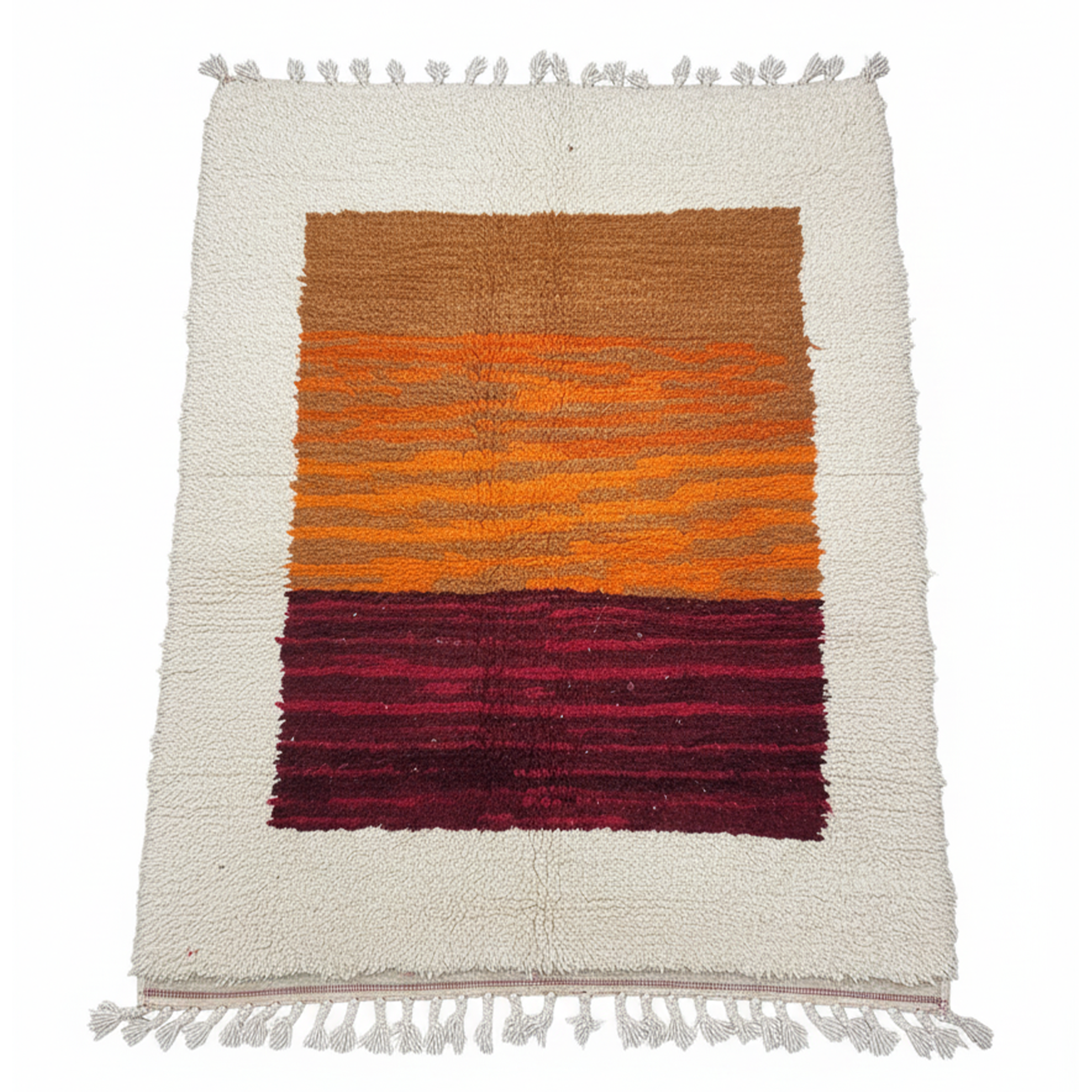 Handwoven Orange/Red Area Rug – Moroccan Luxury Berber Rug 6.5’ × 8.2’ (182 × 250 cm) | Medium-Pile Wool Rug, Orange Room Rug | Desert Sunset Design