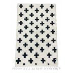 Handwoven Moroccan Beni Ourain Runner Rug – Black & White Geometric | 4.2’ × 12.8’ (150 × 390 cm) | Wool High-Pile Hallway Rug
