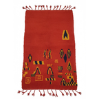 Vintage Handmade Moroccan Wool Rug – Royal Red with Yellow & Black Berber Pattern | 6.6 x 3.9 ft (2 x 1.2 m) | Authentic Tribal Carpet for Living Room & Bedroom