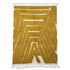Handcrafted Moroccan-Style Area Rug – Mustard Yellow & Cream Geometric Design | 4’ × 6’ (120 × 180 cm) | Modern Boho Accent Rug