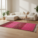 Handwoven Moroccan Berber Rug – Fuchsia & Crimson Diamond Lattice | 5.2’ × 6.9’ (160 × 210 cm) | Wool Area Rug