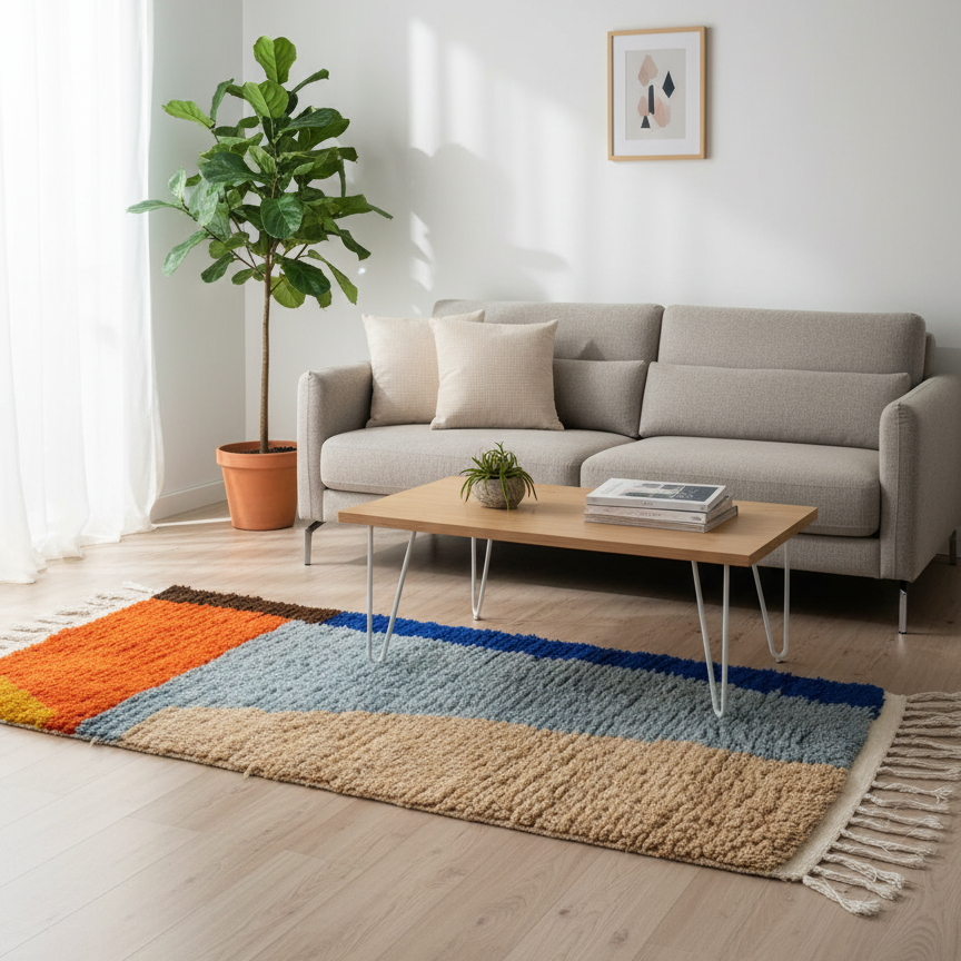 Handcrafted Moroccan Berber Runner Rug – Abstract Geometric Design | 2’ × 5’ (65 × 150 cm) | Plush Wool Accent Rug