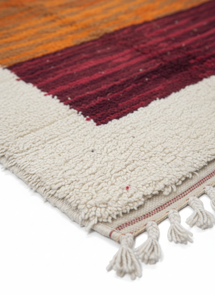 Handwoven Orange/Red Area Rug – Moroccan Luxury Berber Rug 6.5’ × 8.2’ (182 × 250 cm) | Medium-Pile Wool Rug, Orange Room Rug | Desert Sunset Design