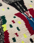 Hand-Knotted Moroccan Azilal Rug – Vibrant Abstract Totem Design | 7.9 x 4.9 ft (2.4 x 1.5 m) | Plush Wool Statement Rug