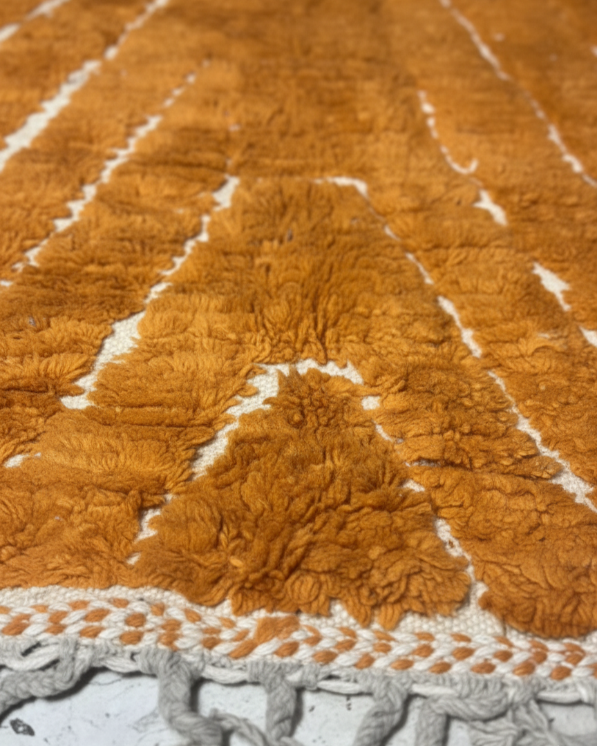 Handcrafted Moroccan Geometric Rug – Terracotta & Cream | 4’ × 6’ (120 × 180 cm) | Modern Boho Accent