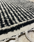 Handmade Runner Rug – Modern Wool Carpet Linen Black and White Hallway & Entryway Rug | 1.5 x 2 m (5 x 6.6 ft)