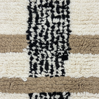 LUXURY Moroccan Area Rug , Handmade White Berber Rug with linene patern and gold Details.