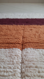 Handwoven Moroccan Bohemian Rug – 3.2’ × 5.2’ (100 × 160 cm) | High-Pile Wool Accent Rug | Terracotta & Burgundy