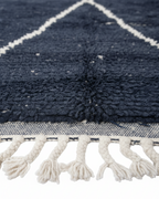 Handmade Moroccan Berber Rug – Black & Ivory Geometric 'X' Design | 4’ × 6.5’ (120 × 200 cm) | Plush Wool Area Rug