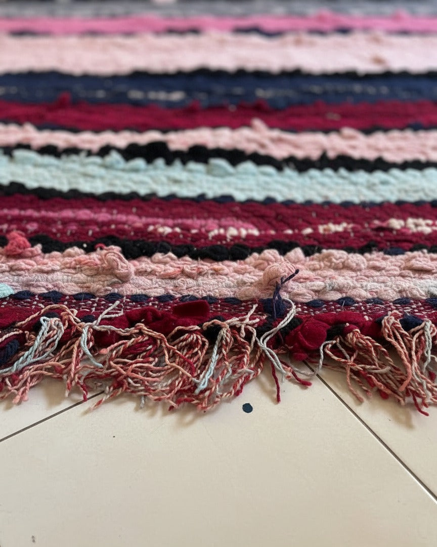 Colorful Moroccan Carpet, Boucharouite Runner Rug – Handmade Boho Renner Rugs | 2.5 x 7.7 ft (0.75 x 2.35 m) | Vibrant Hallway Rug & Bedroom Décor