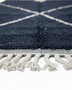 Handmade Moroccan Berber Rug – Black & Ivory Geometric 'X' Design | 4’ × 6.5’ (120 × 200 cm) | Plush Wool Area Rug