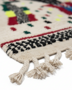 Hand-Knotted Moroccan Azilal Rug – Vibrant Abstract Totem Design | 7.9 x 4.9 ft (2.4 x 1.5 m) | Plush Wool Statement Rug
