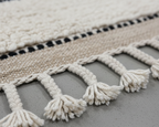 LUXURY Moroccan Area Rug , Handmade White Berber Rug with linene patern and gold Details.