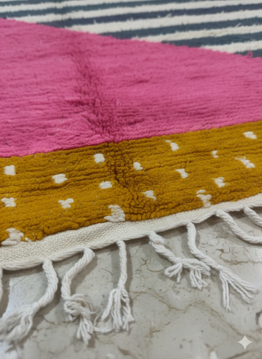 Handcrafted Moroccan Geometric Rug – Color Block Design | 6’ × 6’ (200 × 200 cm) | Modern Boho Statement