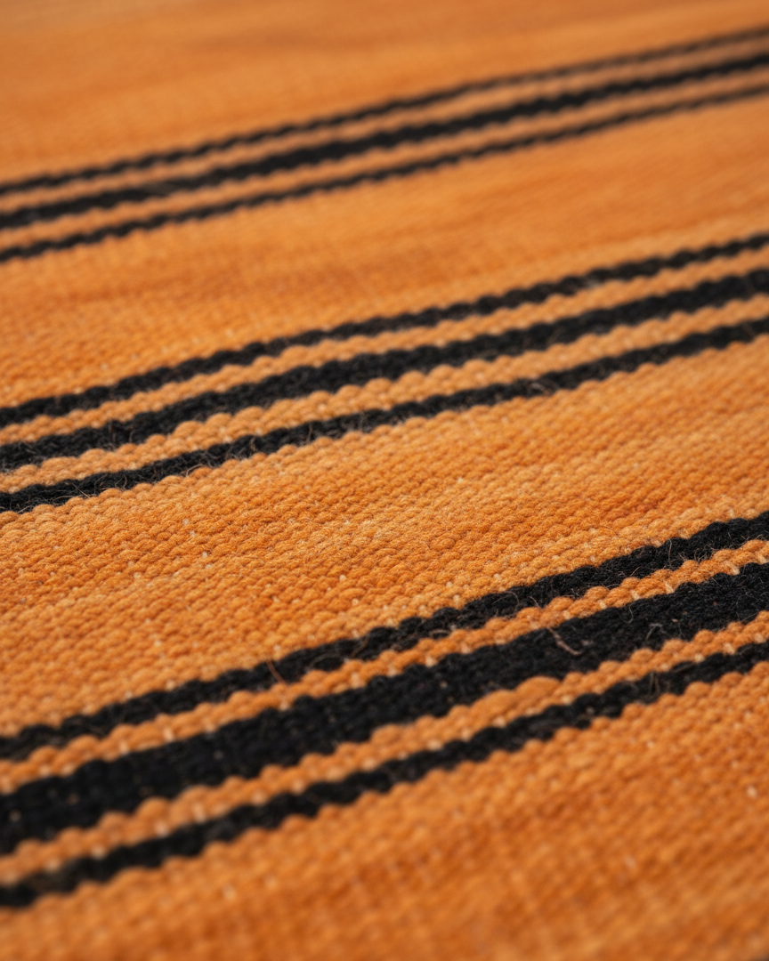 Vintage Handmade Rug, Orange Carpet Moroccan Handira Rug – Large Berber Wool Carpet | 5.2 x 8.5 ft (1.6 x 2.6 m) | Boho Living Room & Orange Décor