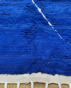 Authentic Moroccan Carpet - Handmade Wool Area Rugs – Blue Rug with White Line Pattern Relief | 6.1 x 8.0 ft (1.85 x 2.45 m) | Modern Boho Living Room, Bedroom & Area Rug