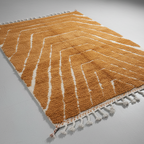 Handcrafted Moroccan Geometric Rug – Terracotta & Cream | 4’ × 6’ (120 × 180 cm) | Modern Boho Accent