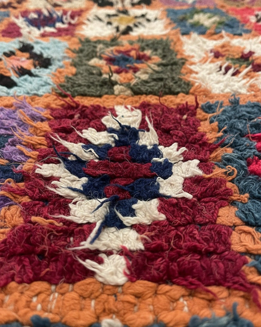 Colorful Rug for living room/bedroom , Handmade Moroccan Boucharouite Runner Rug – Catchy Rug Geometric Design | 3.3 x 8.2 ft (1 x 2.5 m) | Boho Rugs Vintage Hallway & Entryway Carpet