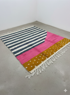 Handcrafted Moroccan Geometric Rug – Color Block Design | 6’ × 6’ (200 × 200 cm) | Modern Boho Statement
