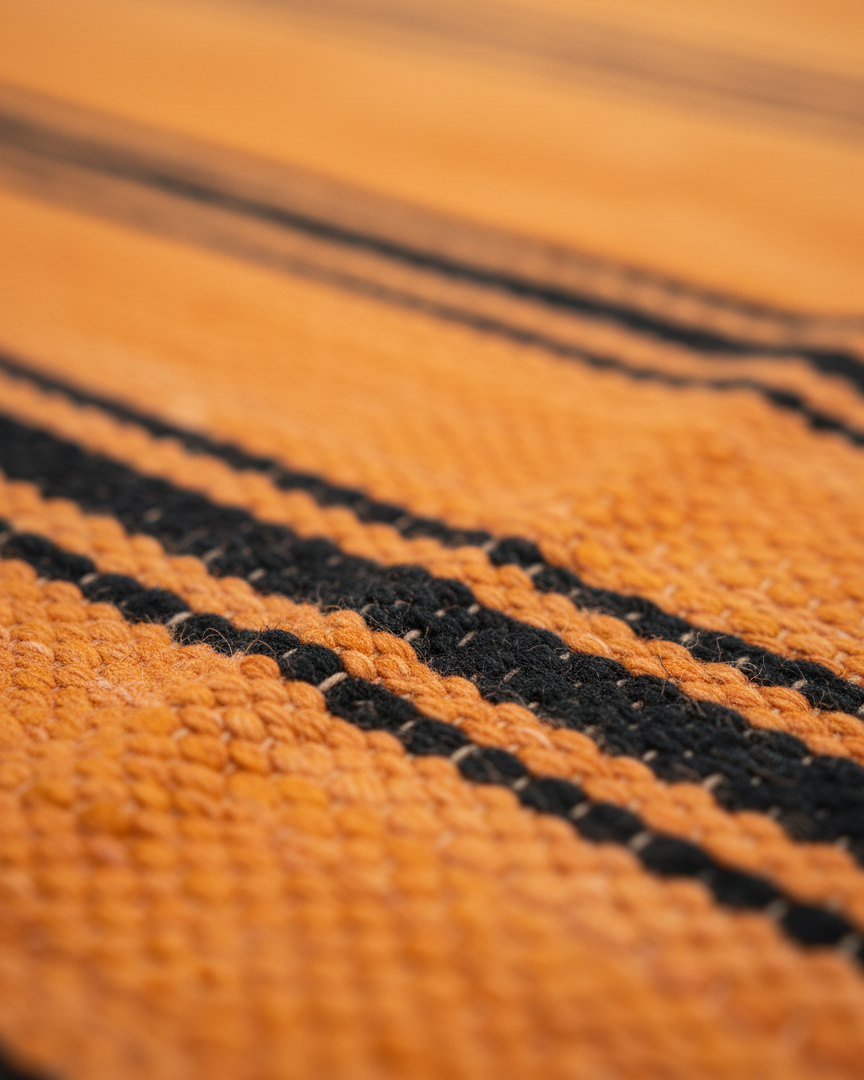 Vintage Handmade Rug, Orange Carpet Moroccan Handira Rug – Large Berber Wool Carpet | 5.2 x 8.5 ft (1.6 x 2.6 m) | Boho Living Room & Orange Décor