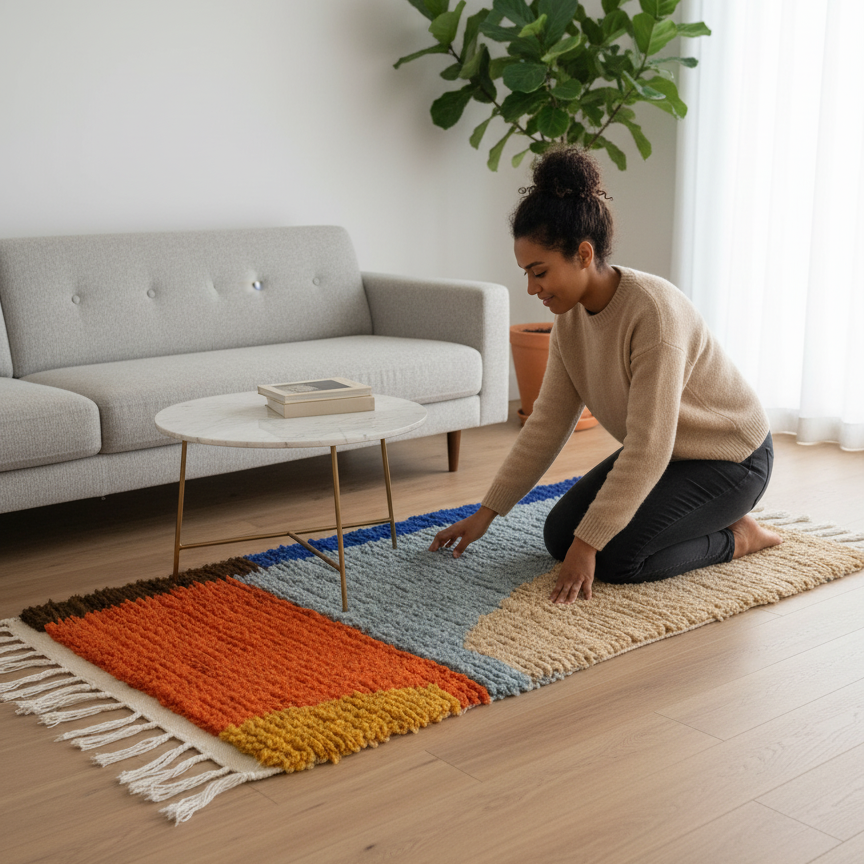 Handcrafted Moroccan Berber Runner Rug – Abstract Geometric Design | 2’ × 5’ (65 × 150 cm) | Plush Wool Accent Rug