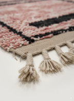 Handmade Moroccan Runner Rug – Dusty Rose with Checkerboard Design | 8.2 x 2.3 ft (2.5 x 0.7 m) | Wool Hallway & Entryway Carpet