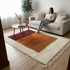 Handwoven Orange/Red Area Rug – Moroccan Luxury Berber Rug 6.5’ × 8.2’ (182 × 250 cm) | Medium-Pile Wool Rug, Orange Room Rug | Desert Sunset Design
