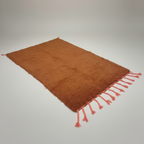 Handcrafted Moroccan Berber Rug – Rust & Coral High-Pile Wool | 3.9’ × 6’ (120 × 185 cm) | Plush Accent Rug