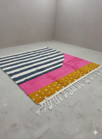 Handcrafted Moroccan Geometric Rug – Color Block Design | 6’ × 6’ (200 × 200 cm) | Modern Boho Statement