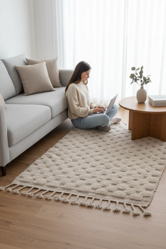 Authentic Berber Runner Rug – Entryway/Hallway Luxury Carpet, Small Area Rug 2.3’ × 5.57’ (70 × 170 cm) | Handmade Bohemian Rugs | Boho & Scandinavian Decor