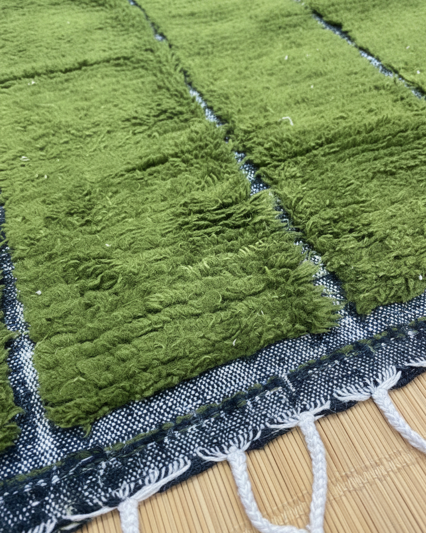 Handmade Green Area Rug, Moroccan Wool Carpet – Natural Warm Rug for Living Room & Bedroom Carpet | 3 x 2.4 m (9.8 x 7.8 ft)