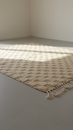 Perfect Rug for Living Room – White cream Checkered Carpet | Area rug 4.6’ × 6.7’ (140 × 205 cm) Neutral Beige & Cream | Boho Rugs , Scandinavian & Minimalist bedroom Rug