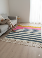 Handcrafted Moroccan Geometric Rug – Color Block Design | 6’ × 6’ (200 × 200 cm) | Modern Boho Statement