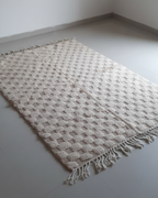 Perfect Rug for Living Room – White cream Checkered Carpet | Area rug 4.6’ × 6.7’ (140 × 205 cm) Neutral Beige & Cream | Boho Rugs , Scandinavian & Minimalist bedroom Rug