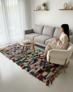 Handmade Moroccan Boucherouite Runner Rug – Colorful Shaggy Rag Rug | 3.6 x 8.2 ft (1.1 x 2.5 m) | Eclectic Boho Hallway Carpet
