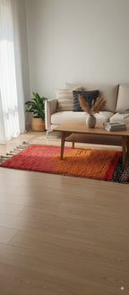 Handmade Moroccan Wool Runner Rug – Colorful area rug with Pink, Orange, Red & Black pattern - Hallway Rug | 2.3 x 5.9 ft (0.7 x 1.8 m)