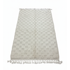 White Area Rug , Handmade Checkered Rugs –  Luxury Carpet Neutral Beige & Cream Rugs for Living room bedroom | 5.24’ × 8.53’  (160 × 260 cm) Boho, Scandinavian & Minimalist Area Rug