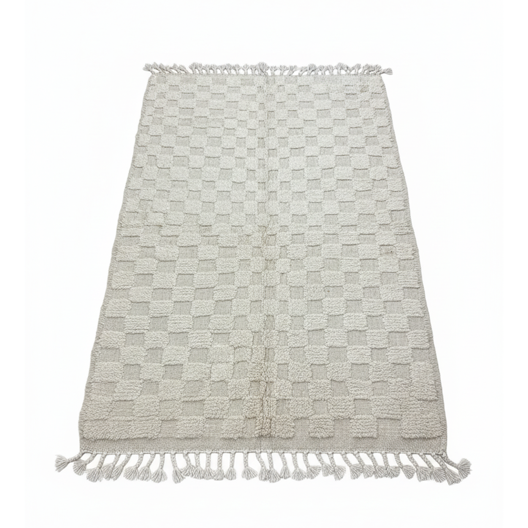 White Area Rug , Handmade Checkered Rugs –  Luxury Carpet Neutral Beige & Cream Rugs for Living room bedroom | 5.24’ × 8.53’  (160 × 260 cm) Boho, Scandinavian & Minimalist Area Rug
